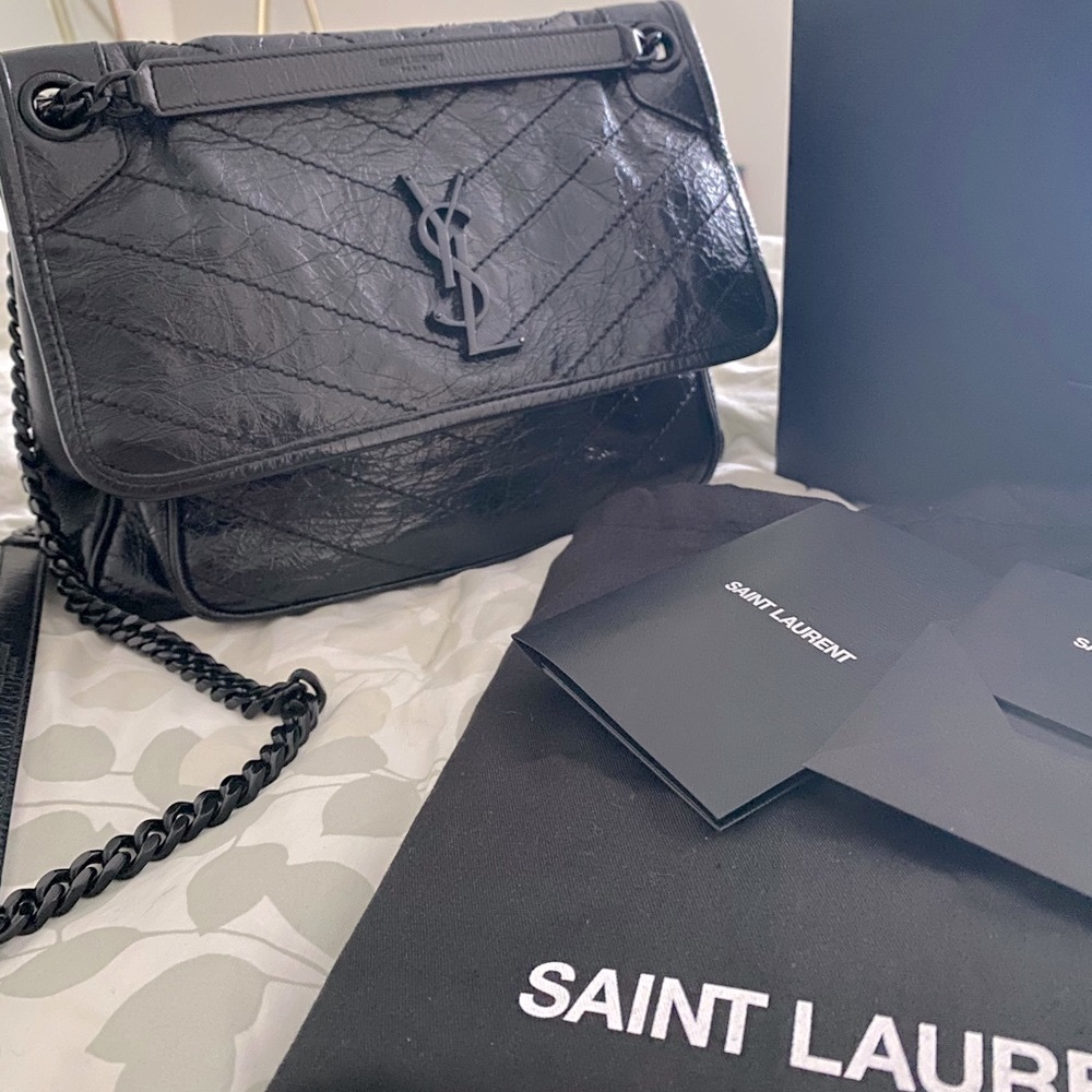 YSL Niki Crinkle Leather Medium Bag